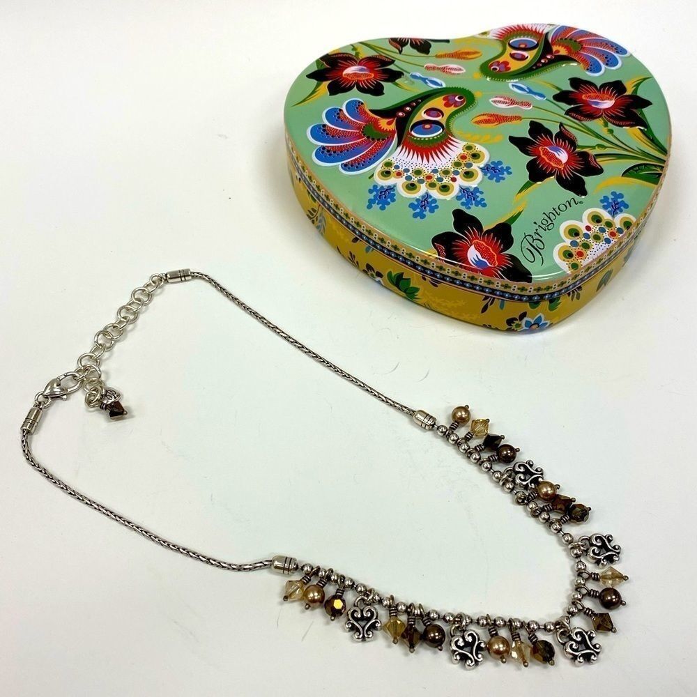 Brighton vintage Cannes Silver and Crystal beads‎ collar Necklace